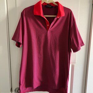 Polo Ralph Lauren Shirt Mens Large Blue Stripped Polo Golf Performance Stretch.